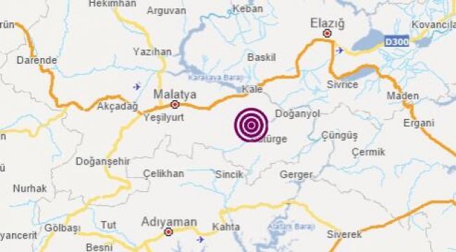 Malatya'da 3,4 büyüklüğünde deprem