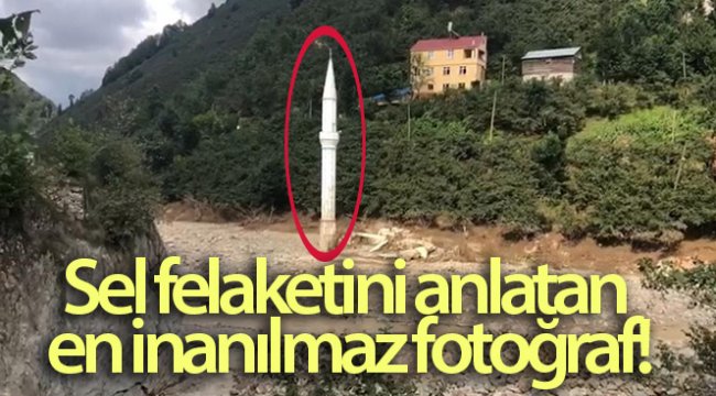 Cami selden yıkıldı geriye sadece minaresi kaldı