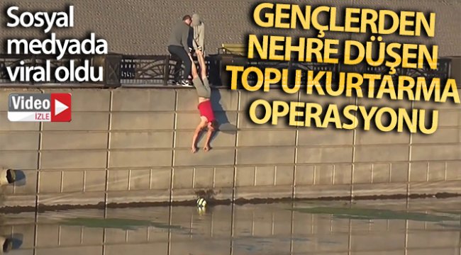 Rusya'da nehre düşen topu kurtarmak isteyen gençlerin operasyonu viral oldu